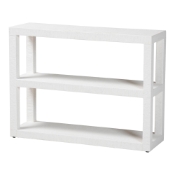 bali & pari Oaklynn Natural Grasscloth Bookshelf - Two-Tier Display Piece with Open Frame, Modern Coastal Accent Shelving for Living Room, White
